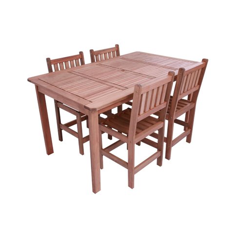 Conjunto em Madeira Maciça Mesa Retangular e 4 Cadeiras Western