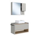 Ver imagem 3 de Conjunto Banheiro Gabinete com Cuba e Espelheira 3 Portas MDP 80cm Mel Multimóveis