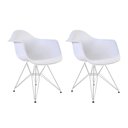 Ver imagem 1 de Kit 2 Poltronas Eames Eiffel Branca com Braço Daw Ferro Branco