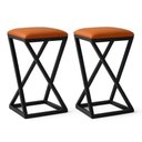 Ver imagem 2 de Kit 2 Banquetas Moderno Assento Couro Sintético Base em Z sem Encosto Fixo 50cm Caramelo Isa