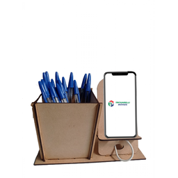 Porta Canetas Suporte para Celular em Mdf Natural - 2