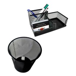 Kit 1 Porta Lapis Escritório + 1 Lixeira Tela Preta - 4