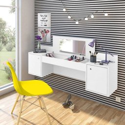 Penteadeira Camarim Atração Branco e Cadeira Charles Amarela - Albatroz - 2