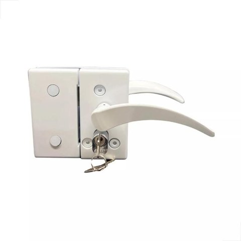 Fechadura Maçaneta Recorte 1520 Vidro/Vidro Branca mm - Porta Blindex