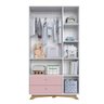 Guarda Roupa Infantil 104,8cm 03 Portas 02 Gavetas Linha Affetto Aft004 Completa Móveis-branco/rosa - 4