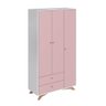 Guarda Roupa Infantil 104,8cm 03 Portas 02 Gavetas Linha Affetto Aft004 Completa Móveis-branco/rosa - 3