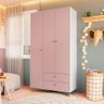 Guarda Roupa Infantil 104,8cm 03 Portas 02 Gavetas Linha Affetto Aft004 Completa Móveis-branco/rosa - 1