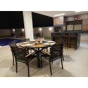 Ver imagem 2 de Mesa Moderna para Área Gourmet com Tampo de Madeira Giratória com 6 Cadeiras