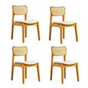 Ver imagem 1 de Conjunto 4 Cadeiras Sala de Jantar Estofada em Linho e Telinha de Rattan Atenas Marrom/Nozes