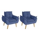 Ver imagem 1 de Kit 2 Poltronas Decorativas Opala Suede Azul Marinho Su Decor