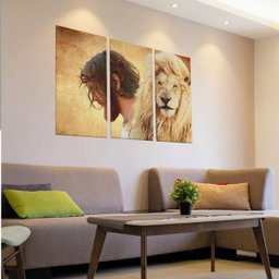 Conjunto Quadro Cristo e Leão de Judá em MDF - 3