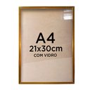 Ver imagem 1 de Moldura de Alumínio com Vidro Dourada 21x30cm Tacolado.
