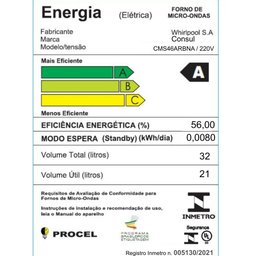 Micro-ondas Consul 32L Cor Cinza Espelhado com Menu Fácil - CMS46Ar 220V - 11