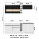 Ver imagem 4 de Armário de Cozinha Completa 220cm Branco/Branco/Preto Parma Madesa 02