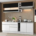 Ver imagem 1 de Armário de Cozinha Completa 220cm Branco/Branco/Preto Parma Madesa 02