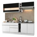 Ver imagem 3 de Armário de Cozinha Completa 220cm Branco/Branco/Preto Parma Madesa 02