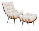 Ver imagem 1 de Cadeira Costela Decorativa Sala Quarto com Puff Linho Luxo