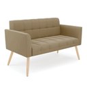 Ver imagem 1 de Sofá Namoradeira Elisa Suede Pés Palito Natural - D'Rossi Cor Marrom Rato