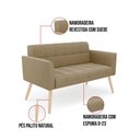 Ver imagem 3 de Sofá Namoradeira Elisa Suede Pés Palito Natural - D'Rossi Cor Marrom Rato