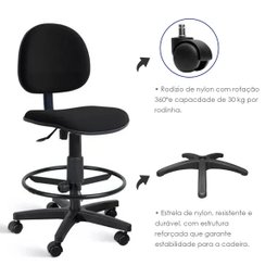 Cadeira Caixa Alta Balcão Recepção Executiva com Rodízios - 6