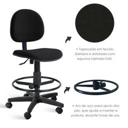 Cadeira Caixa Alta Balcão Recepção Executiva com Rodízios - 7