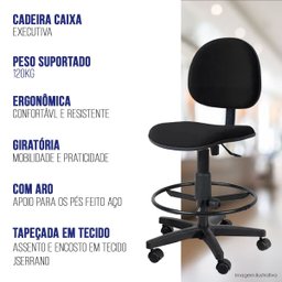 Cadeira Caixa Alta Balcão Recepção Executiva com Rodízios - 5