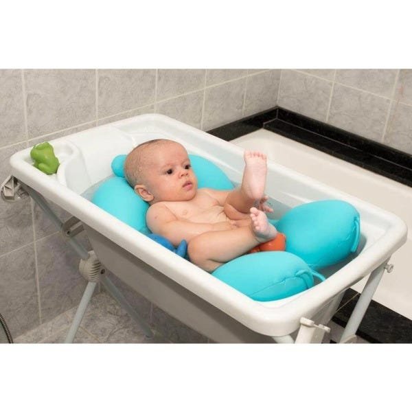 Almofada de Banho Para Bebê Azul Marinho com Bege Baby Pil - 4