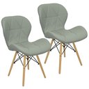 Ver imagem 1 de Kit 2 Cadeiras Charles Eames Eiffel Slim Wood Estofada - Cinza