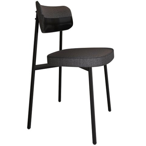 Cadeira Estofada para Sala de Jantar Astrid Preto C01 Linho Preto Courino Preto - Lyam Decor