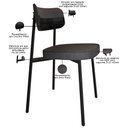 Ver imagem 5 de Cadeira Estofada para Sala de Jantar Astrid Preto C01 Linho Preto Courino Preto - Lyam Decor
