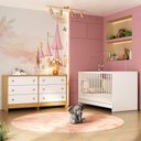 Ver imagem 2 de Berço 3 em 1 para Colchão 130 X 60cm com Cômoda Framboesa Multimóveis Mp4679 - Branco/madeirado