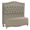 Ver imagem 1 de Cabeceira e Calçadeira Baú Cama Box Casal King Size Belize 195cm Veludo Marfim - Desk Design