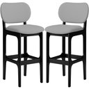 Ver imagem 1 de Kit 02 Banquetas Alta Para Cozinha Madeira Fixa Betta L02 Preto Facto Cinza - Lyam Decor