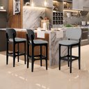 Ver imagem 2 de Kit 02 Banquetas Alta Para Cozinha Madeira Fixa Betta L02 Preto Facto Cinza - Lyam Decor