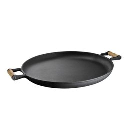 Frigideira Paella Ferro Fundido Sem Tampa Alças Madeira 48cm - 1