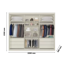 Ver imagem 3 de Guarda Roupa Casal Ripado com Espelho 3 Portas 6 Gavetas - Athenas-off White - Móveis Europa
