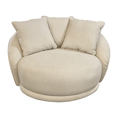 Poltrona Giratória 122cm Mercy Linho Bege - Sallar Home