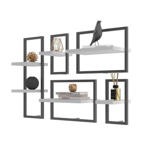 Conjunto 6 Prateleiras Industrial Branco - Pleno
