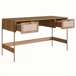 Escrivaninha 2 Gavetas 139cm Palhinha Pés Metálicos 28931 Oslo Artesano - Hanover/dourado - 3