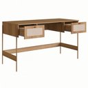 Ver imagem 3 de Escrivaninha 2 Gavetas 139cm Palhinha Pés Metálicos 28931 Oslo Artesano - Hanover/dourado