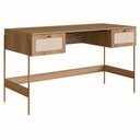 Ver imagem 2 de Escrivaninha 2 Gavetas 139cm Palhinha Pés Metálicos 28931 Oslo Artesano - Hanover/dourado