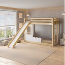 Ver imagem 1 de Beliche Montessoriana com LED, Janela e Escorregador New Garden Casatema MadeiraOriginals Marrom/Branco