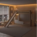 Ver imagem 2 de Beliche Montessoriana com LED, Janela e Escorregador New Garden Casatema MadeiraOriginals Marrom/Branco