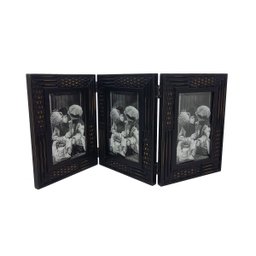 Porta Retrato de Mesa 3 Fotos Moldura C/ Vidro Vintage Preto - 6