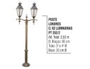 Ver imagem 2 de Poste Colonial Londres Jardim Alumínio 02 Luminárias 2,52m