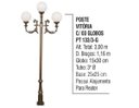 Ver imagem 2 de Poste Colonial Vitória para Jardim Alumínio 03 Globos 3,00m