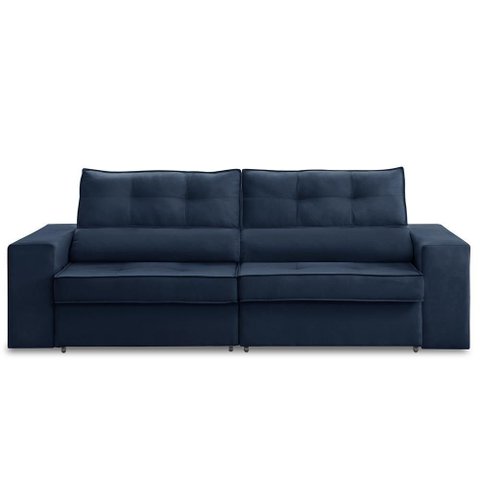 Sofá Retrátil e Reclinável 2 Lugares 1,90m com Molas Milena Suede Azul Rover & Beato