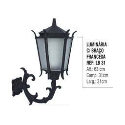 Luminária Francesa com Braço Externo/interno Alumínio 63cm - 2