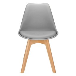 3x Cadeira Charles Eames Leda Design Wood Estofada Base Madeira Cinza - 3