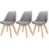 3x Cadeira Charles Eames Leda Design Wood Estofada Base Madeira Cinza - 1
